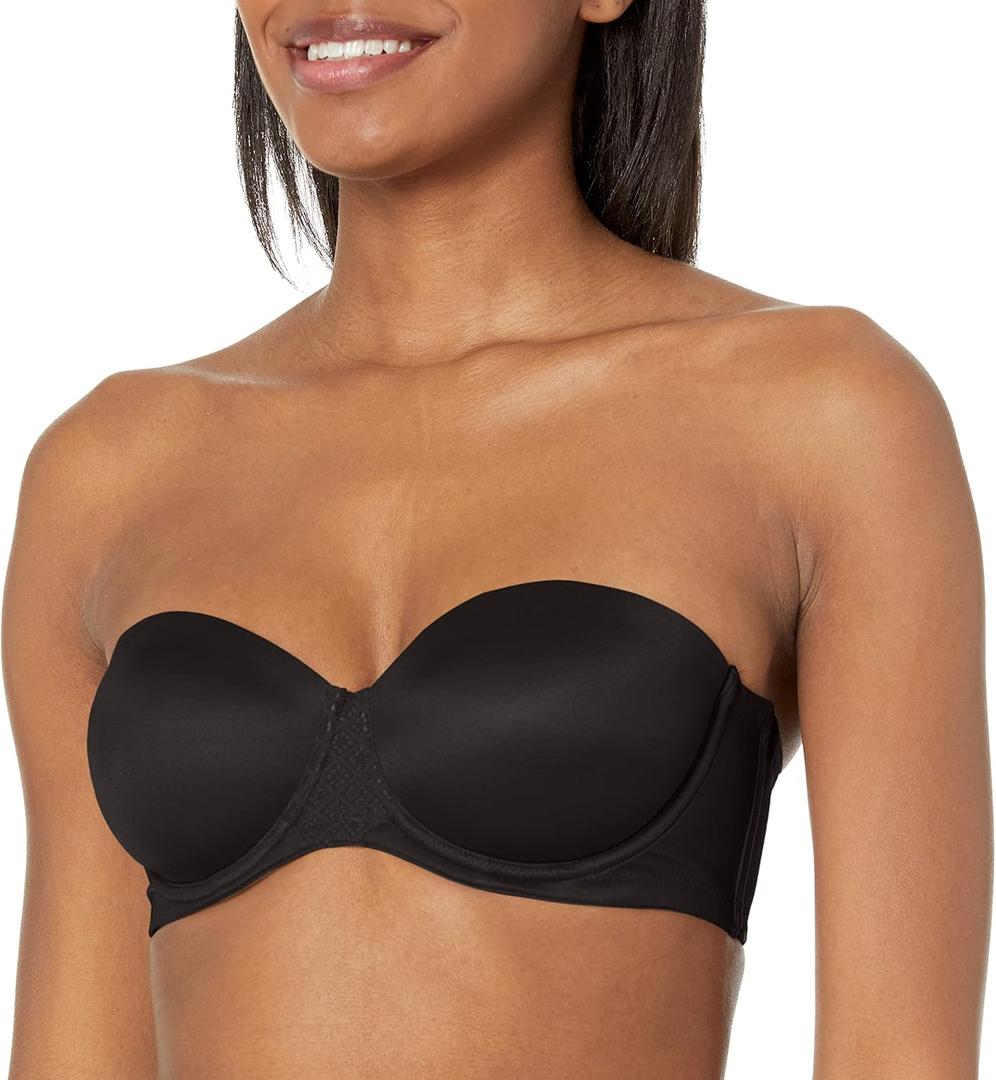 Bali Women's One Smooth U Strapless, Ultimate Stay in Place, 7-Way Multiway Underwire Bra, Full Coverage (38DD, Black)
