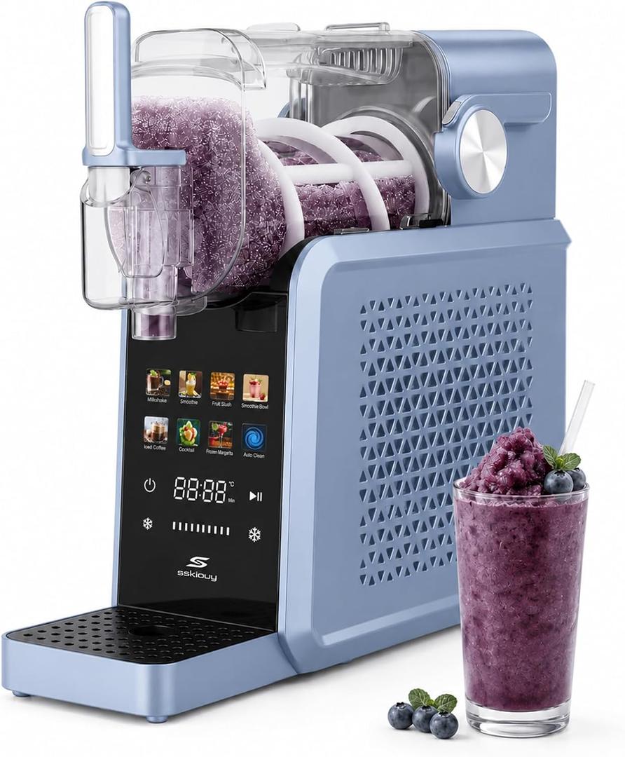 Slushie Machine, 88oz Slushie Maker with Adjustable Temperature, LED Display, Auto-Clean, 7-in-1 Frozen Drink Maker for Ice Cream, Frappés, Milkshakes, and Frozen Margaritas-blue