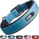 Fida Heavy Duty Dog Collar 1.5 Width, Ultra Soft Neoprene Padded, Adjustable Reflective Nylon Pet Collar with Two Metal Pin Belt Buckle for Extra-Large Breeds (XL, Blue)