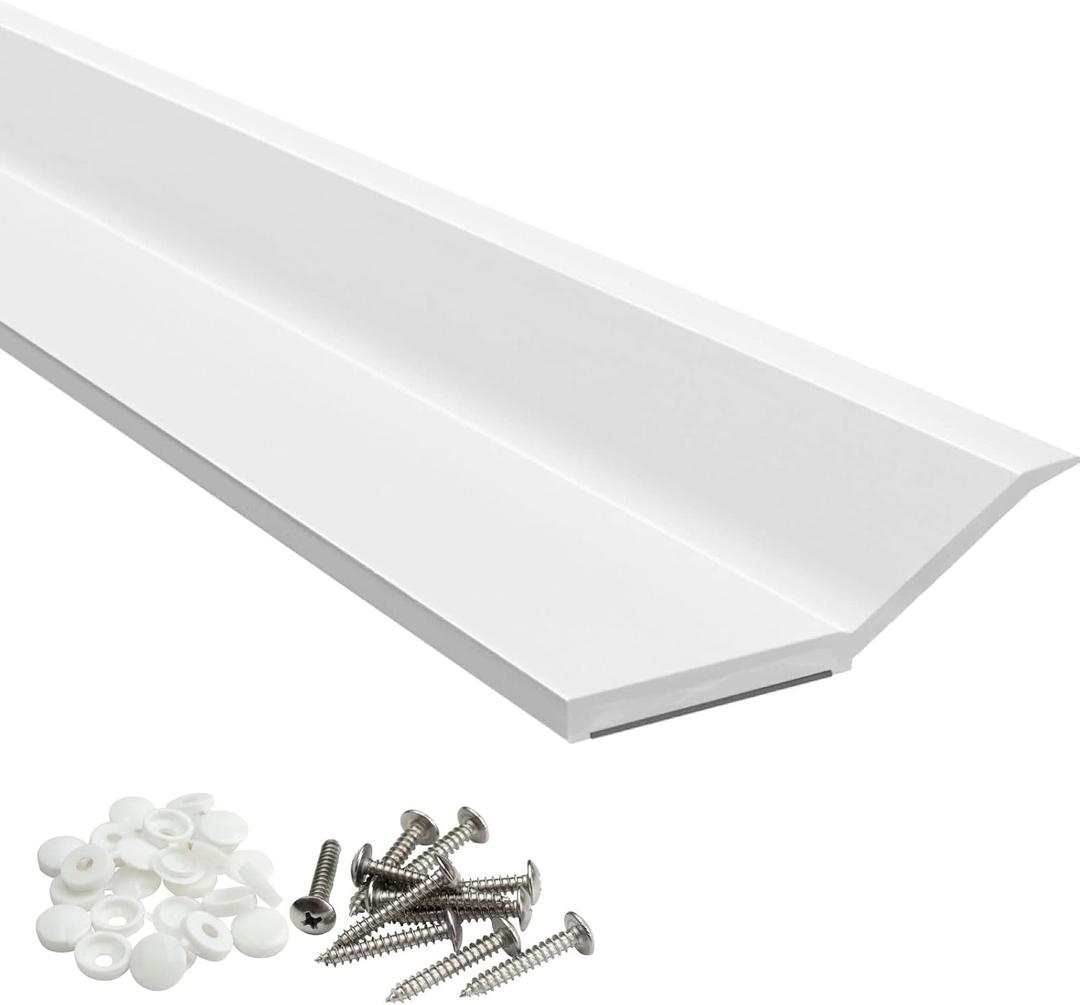 Garage Door Seal Top and Sides, 34FT Rubber Seal Strip Weather Stripping Replacement Soft and Hard Composite, Weatherproofing Garage Door Seals with Installation Nails and Caps, White