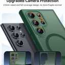 CANSHN Designed for Samsung Galaxy S22 Ultra Case [Full Camera Protection] [Compatible with MagSafe] Translucent Matte Shockproof Protective Phone Cover 6.8 Inch - Deep Green