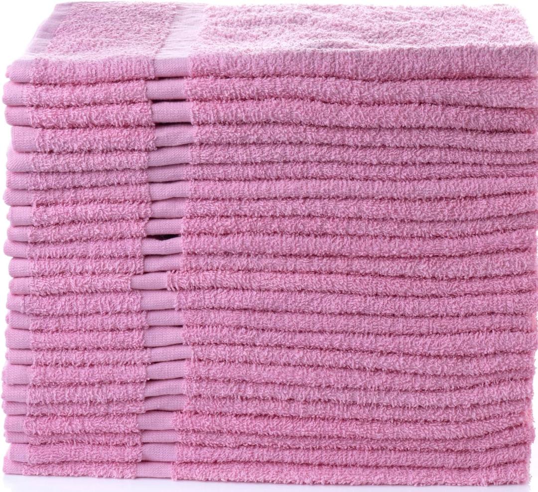 Simpli-Magic Cotton Hand Towels 16"x27" (12 Pack)  Soft Towels for Bathroom, Kitchen, Salon & Gym (Pink)