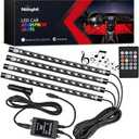 Nilight - TR-06 4PCS 48 LED Interior Lights DC 12V Multicolor Music Car Strip Light Under Dash Lighting Kit with Sound Active Function and Wireless Remote Control