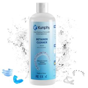 Ultrasonic Retainer Cleaner Solution for Ultrasonic Denture Cleaner-Professional Cleaning of Retainers, Invisible Aligners, Mouth Guards, Night Guards, Remove Odors, Discoloration & Stains 8.5oz (250ML)