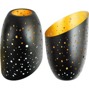 Small Lamp Shades Set of 2, ALUCSET Metal Lampshades 5.9" High x 4.7" Diameter x 1.65" Fitter, Torchiere Floor Lamp Shade Replacement, Laser Starlight Slanted Metal Standing Light Bulb Cover