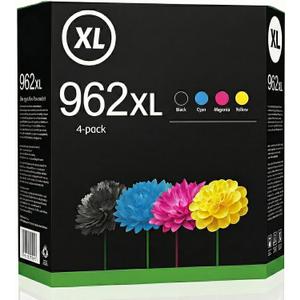 AMAZINK Ink Cartridge for HP 962 XL Ink. Works with HP OfficeJet Pro 9015 9025 9010 9018 9020 9022 Printers. 4 Pack Black, Cyan, Magenta, Yellow,  HP962