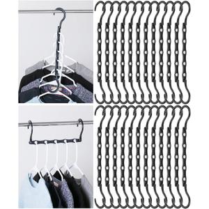 Mr. Pen- Space Saving Hangers for Clothes, 24 pcs, Black, Bulk Plastic Multi Clothes Hangers Space Saving, 5 Slots, 360 Rotating Hooks