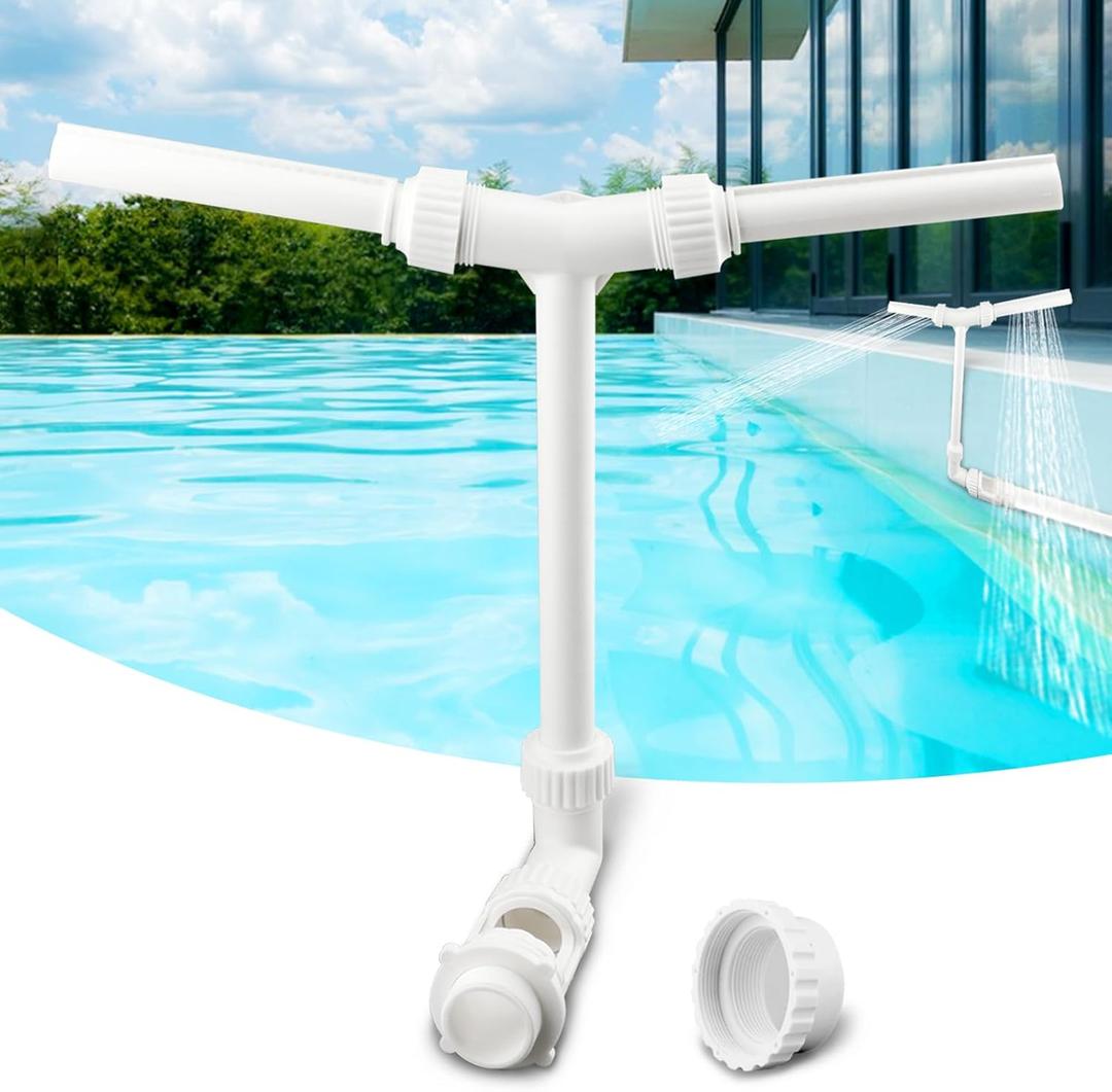 Pool Fountain for Above and In-Ground Pools, Dual Spray Pool Waterfall Fountain, 360 Adjustable Waterfall Pool Sprinkler Fountain for Cooling & Relaxation, Waterfall for Pool(White)