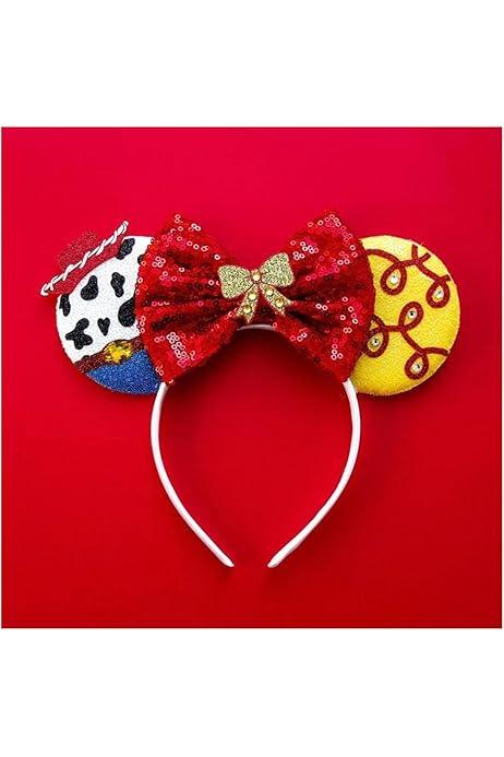 Mouse Ears, Shiny Sequin Bow Mouse Ears Headbands for Adult Women Girls Christmas Birthday Party
