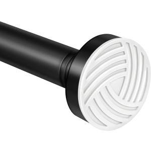 Matte Black 1 Inch Diameter Adjustable Shower Curtain Rod 18.5 to 59.45 Inches No Drill, Anti-Slip ABS Base & Stainless Steel Spring Tension, Phosphating & Electrostatic Coating for Rust Resistance