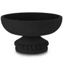 Amyhill Wood Pedestal Decorative Bowl 8 Inch Wooden Distressed Beaded Bowl for Dining Table Centerpiece, Farmhouse, Serving and Home Décor(Black)
