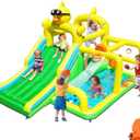 Baralir Duck-Themed Inflatable Bounce House with Extra Wide Slide & Climbing Wall, Basketball Hoop, Ring Toss, Punching Bag, 2-in-1 Splash Pool/Ball Pit - Indoor/Outdoor Jumping Castle for Toddlers, Super large trampoline area