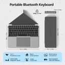 Mircopack Foldable Bluetooth Keyboard with Touchpad and Stand for iPad/iPhone/MacBook,3-Device Ultra Slim PU Leather Magnetic Cover Portable Rechargeable Keyboard for macOS and iOS-Gray
