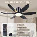 GJeg Ceiling Fans with Lights,42" Low Profile Ceiling Fan with Light and Remote Control,Flush Mount, Reversible, Dimmable, Noiseless, Black Ceiling Fan for Bedroom, Small