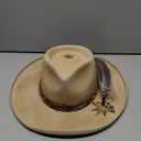 Vintage Pencil Brim Fedora Hats 100% Wool Felt Hat Panama Rancher Hat with Lightning Logo Handmade Distressed/Burned