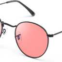 Fluorescent-41 Pink Tinted Blue Light Blocking Glasses for Migraine, Light Sensitivity, Photophobia JF5002