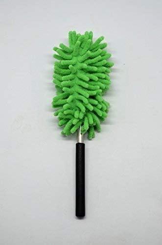 Telescopic Microfiber Hand Duster with Extendable Pole and Washable Duster Head Cleaning Brush Perfect for Office/Home/Car Green