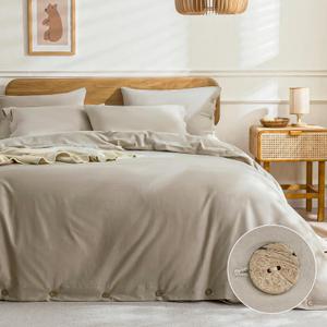 JELLYMONI Cotton Duvet Cover King Size - Linen Gray Comforter Cover with Button 100% Washed Cotton 3PCS Breathable Soft Solid Bedding Set Duvet Cover 10490in & 2 Pillowcases (NO Comforter)