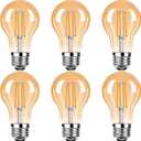 A19 Vintage LED Edison Light Bulbs,2.5W(25W Equivalent) 250LM Warm White 2500K LED Edison Bulb for Home, Wall Sconce, Chandelier,Non-Dimmable,Amber Glass,E26 Base,6 Packs