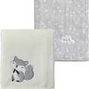 CREVENT 2Pcs 30''X40'' Cute Cozy Fluffy Warm Baby Blankets for Infants Toddlers' Bedding Crib Cot Stroller - Grey Cloud + Fox