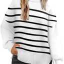 Lylinan Cozy Oversized Sweater for Women Side Slit Knit Pullover Crewneck Top for Fall Winter Outfits XS-XXL (White, M)