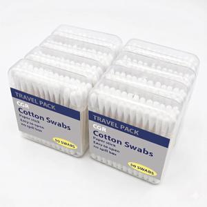 400pcs CGR Organic Cotton Swabs, 100% Cotton Double-Tipped, White Paper Sticks(compostable), Travel Pack(8 Pack of 50 Swabs Total) (400) (EXP DEC 2028)