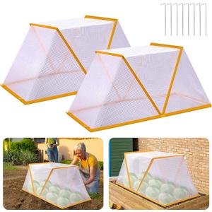 2 Pcs Garden Row Accelerator Plants Cover, 32" x 13" x 14" Foldable Raised Garden Beds Vegetable Rows Plant Protector, Plant Net Cage Guard Greenhouse Cover for Protect Vegetable Fruit from Animal
