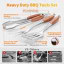 16 Inch Grilling Accessories Set, Heavy Duty Stainless Steel BBQ Accessories Tools and Grill Accessories for Outdoor Grill with Spatula, Fork, & Tongs - Grilling Gifts for Men Women Father