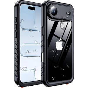 MOZOTER for iPhone Air Case Waterproof,[IPX8 Underwater Case][Full Body Shockproof & Military Dropproof] Clear Sound Quality Built-in Screen Protector for iPhone Air 6.5 inch-Black