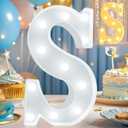 Pooqla LED Marquee Letter Lights, Warm White and Cool White Decorative Lighted Letters, Light Up Alphabet Letters for Boys Girls, Party, Wedding, Bar, Night Light, Birthday Decoration, Letter S