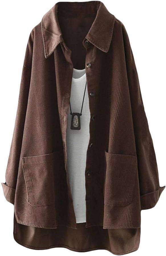 Minibee Women's Corduroy Shirt Jacket Shacket Button Down Long Sleeve Oversized Blouse Coats with Pockets (Large, Brown) Minibee Women's Corduroy Shirt Jacket Shacket Button Down Long Sleeve Oversized Blouse Coats with Pockets (Large, Brown)