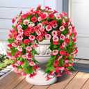 INQCMY Artificial Flowers for Outdoor Spring Summer Decoration Faux Silk Morning Glory Fake Hanging Flowers UV Resistant Look Real for Home Porch (Hot Pink-2B)