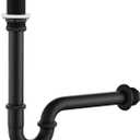 Bathroom Sink Stopper Bottle Trap, U-Shape 1-1/4 inch Slip Inlet Drain Complete Kit, Lavatory Sink Stopper Set NO Overflow, Matte Black, Pls Measure ur Sink Hole Size Before Order
