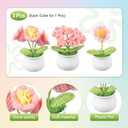 PATIKIL Crochet Flowers, 3 Pcs Knitting Crochet Flowers Daisy Lily of The Valley Forget-Me-Not Potted Plants Handmade Flowers Birthday Wedding Car Gift Home Decor, Pink