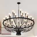 Large Black Chandeliers for High Ceilings, 33-Light 48" Farmhouse Light Fixture for Dining Room Kitchen Island, Modern Industrial Candle Style Chandelier for Living Room Stair Foyer
