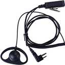 KEYBLU D Shape Earpiece CP200d, CLS1410, CLS1110, CP185, CP200, RDM2070d Headset with Big PTT for 2 Pin Walkie Talkie Radio (Motorola)