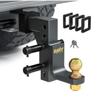 Orion Motor Tech Trailer Hitch Ball Mount, Adjustable Tow Hitch for 2" Receiver with 2" Ball 9-1/ 2" Drop 8-1/ 4" Rise 8000 lb. Capacity, Heavy-Duty Drop Hitch with 3 Locking Hitch Pins for Truck Boat