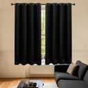 LIMON HOME Black Blackout Curtains 72 inches Long for Living Room Bedroom, Soundproof Window Treatment Black Out Drapes for Hall Room, Set of 2 Panels