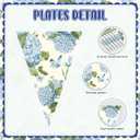 Gilprop 5 Pcs 49 ft Hydrangea Gingham Banner Blue White Flora Checkered Party Decoration Spring Pennant Garlands Paper Triangle Flag for Bridal Baby Shower Garden Wedding Birthday Tea Party Supplies