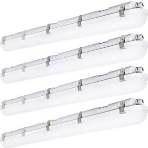 hykolity 4FT LED Vapor Tight Light, 40/50/60W Vapor Light Fixture, [2-lamp F32T8 Equiv.] 4000K/5000K/6000K CCT Selectable, 130lm/W, Waterproof Shop Lighting for Parking Carport Car Wash, 4 Pack