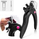 AIRSEE Adjustable Acrylic Nail Clippers with Sizer & Catcher, Nail Tip Cutter with Length Dial, Professional Stainless Steel Trimmer for Fake False Nails, Nail Extensions, Manicure Salon Home, Black