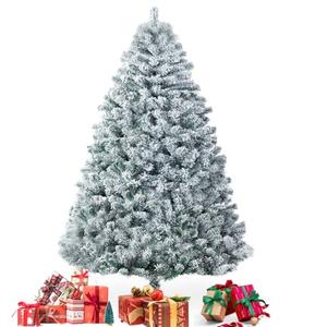 DollarDash 4.5ft Snow Flocked Christmas Tree, Premium Hinged Artificial Pine Tree with 400 Lush Branch Tips, Easy Assembly and Metal Stand for Indoor & Outdoor Holiday Decoration (4.5ft)