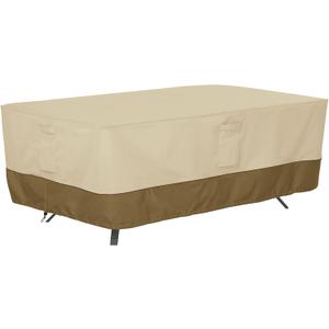 Classic Accessories Veranda Water-Resistant 72 Inch Rectangular/Oval Patio Table Cover, Outdoor Table Cover, Pebble/Bark/Earth