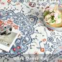 6x9 Washable Area Rugs, Large Non-Slip Vintage Rugs for Living Room, Low Pile Floral Distressed Indoor Rugs, Print Carpet Rug for Bedroom Kids Playroom Dining Room Decor, Blue/Beige