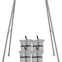 FUNLIO Foldable Swing Stand for Kids with 4 Sandbags, Heavy Duty Metal A-Frame Indoor/Outdoor for Backyard, Suitable Most Toddler/Baby Jumper/Hammock Chair - Grey