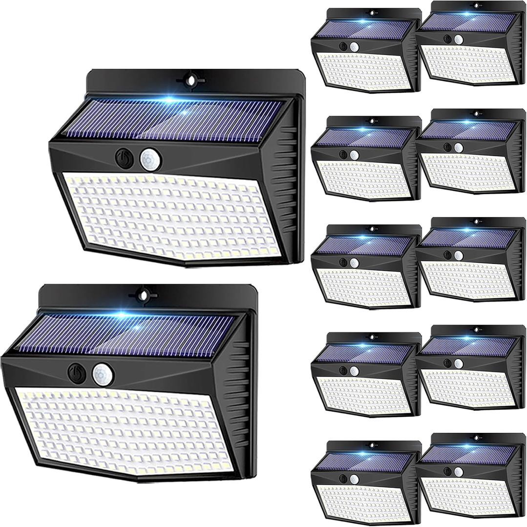 Solar Outdoor Lights, 12 Packs Solar Motion Sensor Security Lights with 3 Lighting Modes Solar Wall Lights Waterproof Solar Powered Lights for Garden Fence Yard