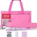 American Mahjong Game Set, 166 Pink Tiles, Pink Bag and Accessories, 4 All-in-One Transparent Rack/Pushers, Mahjong Tiles Set, 22.8 x 9.8 x 2.8 inches