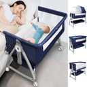 Bassinets Bedside Sleeper for Baby,YTHFGRT 3 in 1 Bedside Bassinet with 4 Auto-Lock& 6 Height Adjustable,Moises Para Nias Recien Nacidas Breastfeeding Friendly,Portable Bedside Crib for Newborn Infant