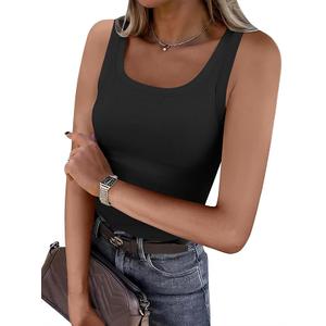 ANRABESS Womens Sleeveless Scoop Neck Tank Top Ribbed Fitted Summer Basic Slim Cute Tops 2026
 Large