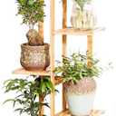Bamboo 6 Tier 7 Potted Plant Stand Rack Multiple Flower Pot Holder Shelf Indoor Outdoor Planter Display Shelving Unit for Patio Garden Corner Balcony Living Room, Nature 